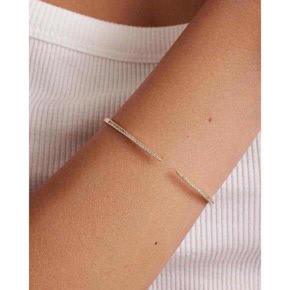 14K Gold Plated Cubic Zirconia Claw Bangle Bracelet for Women, Elegant 7-Inch Ye - Picture 2 of 6